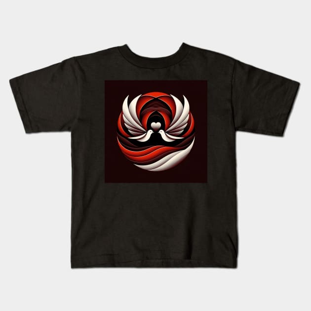 Harmony in Unity: The Dove Spiral Kids T-Shirt by heartyARTworks